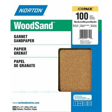NORTON SAINT-GOBAIN ABR 45 Sandpaper, Garnet, 9x11 in. 100gr 25 07660701583